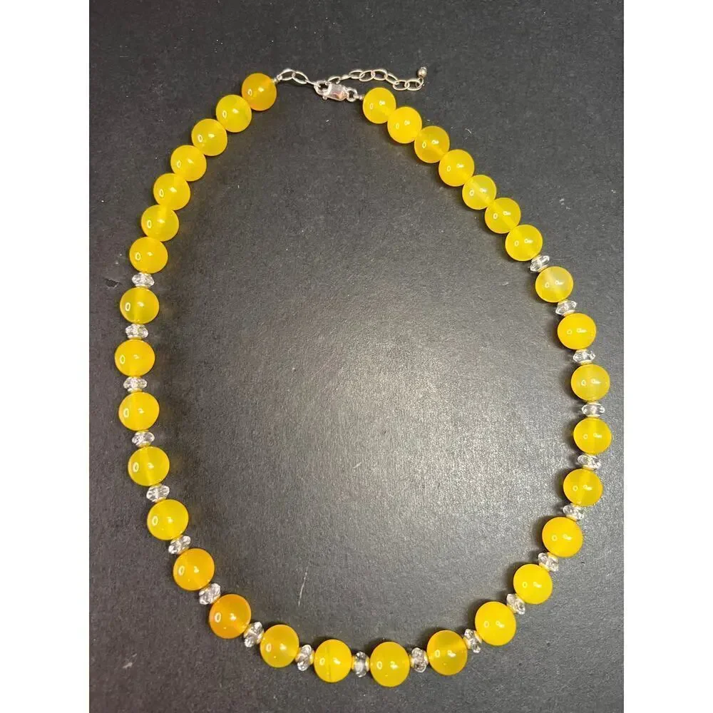 NEW Yellow chalcedony and quartz Sterling silver necklace